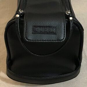 Guess Men's Black Leather Bag – Grooming/Shaving Travel Dopp Kit